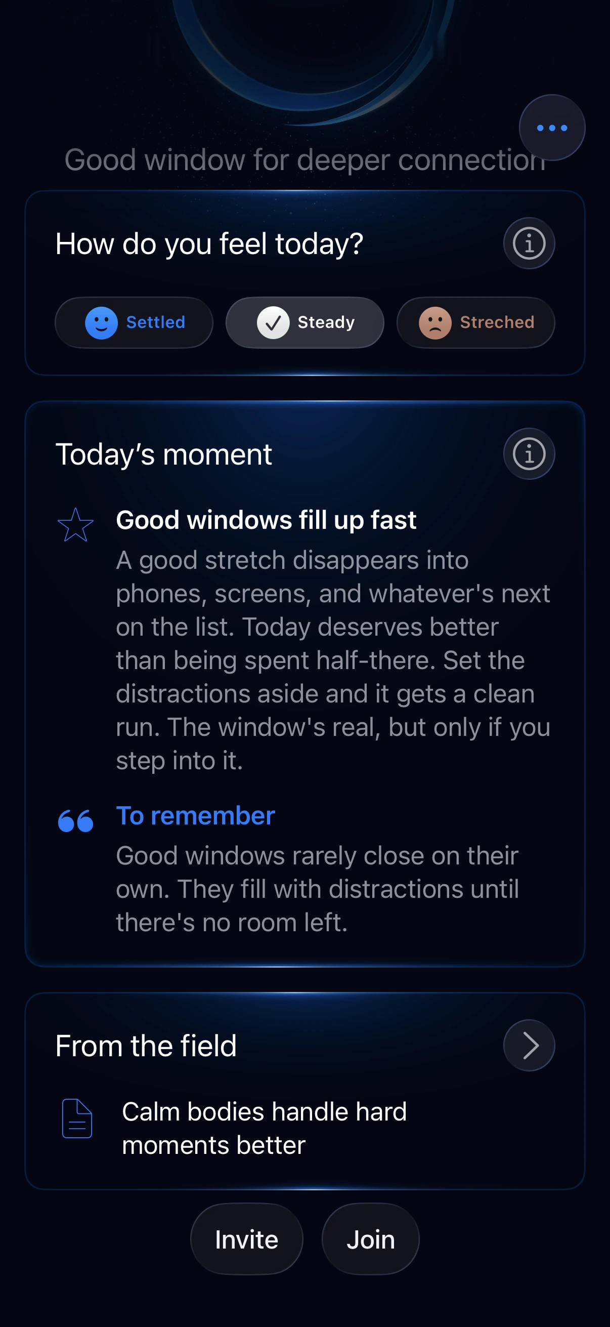 Today's moment: one observation tuned to the current state